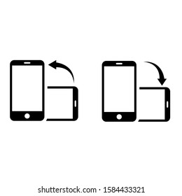 Rotate smartphone vector icon. Device rotation illustration symbol. Mobile screen horizontal and vertical turn.