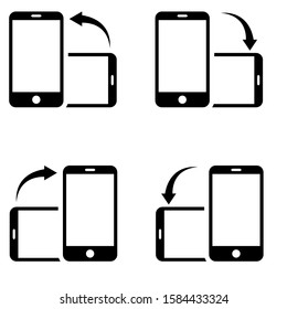 Rotate smartphone vector icon. Device rotation illustration symbol. Mobile screen horizontal and vertical turn.