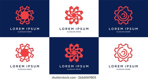 Gire o conjunto de design de logotipo de engrenagem técnica