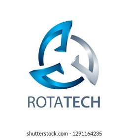 Rotate technology logo concept design. three dimensional style. 3D Symbol graphic template element vector