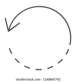 Rotate thin line icon, tools and design, circle sign, vector graphics, a linear pattern on a white background, eps 10.