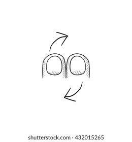 Rotate touch screen gesture vector sketch icon isolated on background. Hand drawn Rotate touch screen gesture icon. Rotate touch screen gesture sketch icon for infographic, website or app.
