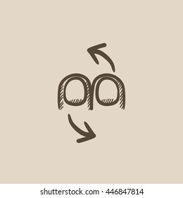 Rotate touch screen gesture vector sketch icon isolated on background. Hand drawn Rotate touch screen gesture icon. Rotate touch screen gesture sketch icon for infographic, website or app.