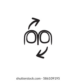 Rotate touch screen gesture vector sketch icon isolated on background. Hand drawn Rotate touch screen gesture icon. Rotate touch screen gesture sketch icon for infographic, website or app.