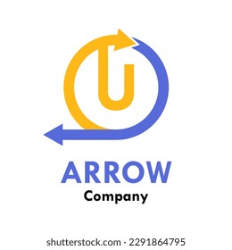 Girar u plantilla de logotipo vectorial de letra. Este logotipo adecuado para el sistema, el proceso,