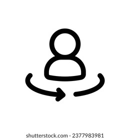 Rotate User icon in trendy outline style isolated on white background. Rotate User silhouette symbol for your website design, logo, app, UI. Vector illustration, EPS10.
