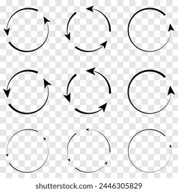Rotate vector arrow icon. Vector isolated sign symbols and elements. Refresh and reload arrow icon. Sync arrows set. Vector illustration. Eps file 33.
