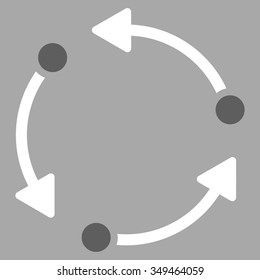 Rotate vector icon. Style is bicolor flat symbol, dark gray and white colors, rounded angles, silver background.