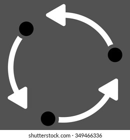 Rotate vector icon. Style is bicolor flat symbol, black and white colors, rounded angles, gray background.