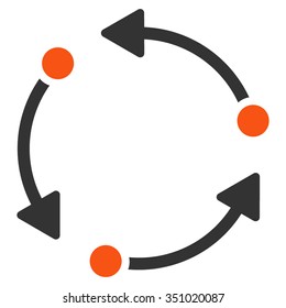 Rotate vector icon. Style is bicolor flat symbol, orange and gray colors, rounded angles, white background.