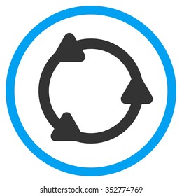 Rotate vector icon. Style is bicolor flat circled symbol, blue and gray colors, rounded angles, white background.