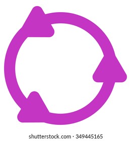 Rotate vector icon. Style is flat symbol, violet color, rounded angles, white background.