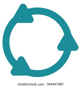 Rotate vector icon. Style is flat symbol, soft blue color, rounded angles, white background.