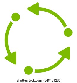 Rotate vector icon. Style is flat symbol, eco green color, rounded angles, white background.