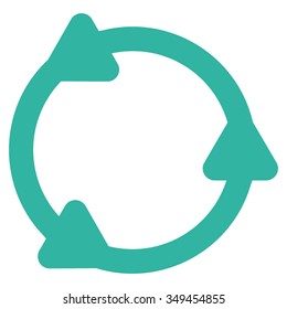Rotate vector icon. Style is flat symbol, cyan color, rounded angles, white background.