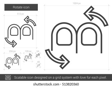 Rotate vector line icon isolated on white background. Rotate line icon for infographic, website or app. Scalable icon designed on a grid system.