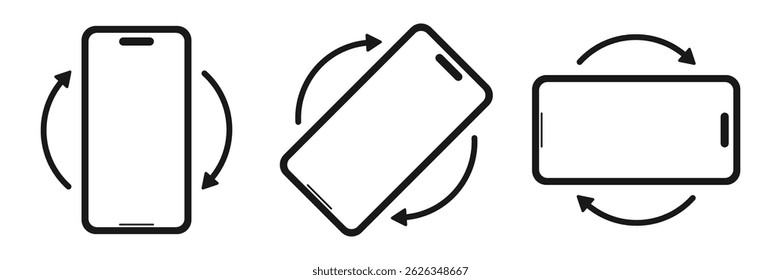 Rotate Your Phone Icon Set Vector Illustration