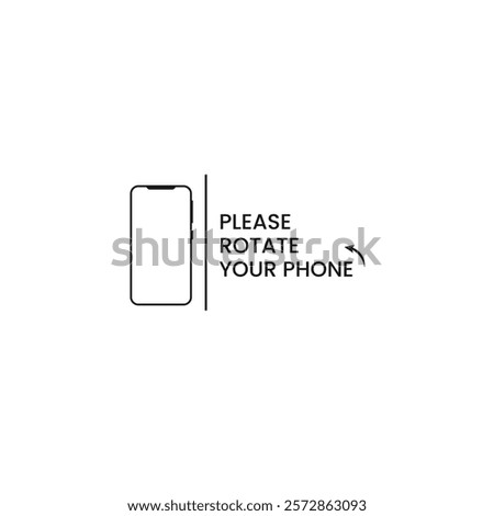 Rotate your phone text with smartphone mobile icon isolated on white background