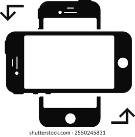 Rotate Your Phone vector Illustration in a solid style. Instruction of how to see apps in portrait or landscape mode on the phone. The web, telephone, and screen different orientations with a simple