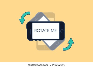 Gira el icono de tu smartphone. Instrucciones visuales para utilizar el teléfono móvil para la rotación de la imagen a la posición horizontal. Vector de contorno plano aislado sobre fondo plano