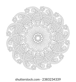 Rotate Zenful Zenith coloring book mandala page for kdp book interior, Ability to Relax, Brain Experiences, Harmonious Haven, Peaceful Portraits, Blossoming Beauty mandala design.