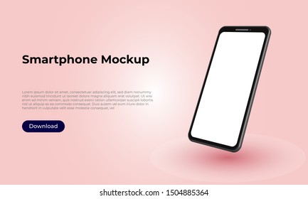 Rotated 3d smartphone mockup template for application presentation