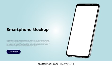 Rotated 3d smartphone mockup template for application presentation and user experience design