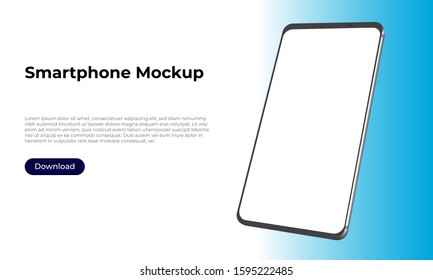 Rotated 3d smartphone mockup template for application presentation and user experience design