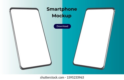 Rotated 3d smartphone mockup template for application presentation and user experience design