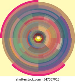 Rotated circular segments overlapping, creating az exciting rolling image
