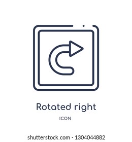 rotated right arrow icon from user interface outline collection. Thin line rotated right arrow icon isolated on white background.