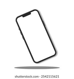 Rotated smartphone with a blank screen, ideal for mockups, app previews, and showcasing mobile designs in a realistic, modern style