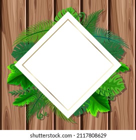 Marco cuadrado rotado con ilustración de hojas verdes tropicales