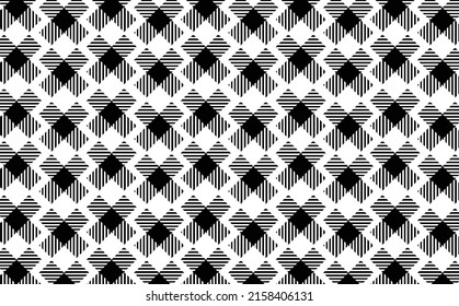 Rotated squares pattern shaped like letter X. Black and white vector pattern. Suitable for design template, wallpaper, backdrop, and cover.