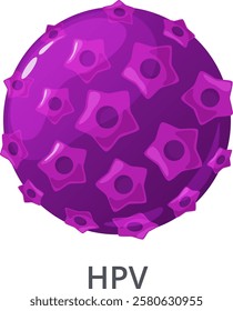 Rotating 3D model of human papillomavirus on a white background, illustrating a virus responsible for causing genital warts and increasing the risk of cancer and infections