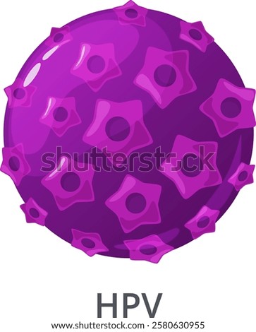 Rotating 3D model of human papillomavirus on a white background, illustrating a virus responsible for causing genital warts and increasing the risk of cancer and infections