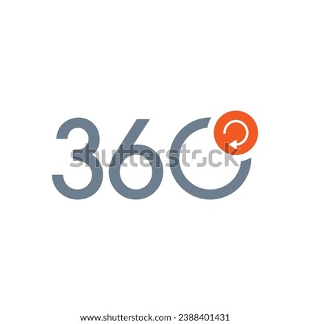 rotating arrow and 360 degrees logo. gray 360 degree logo on white background