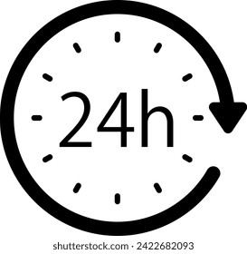 Icono de flecha giratoria en reloj de 24 horas