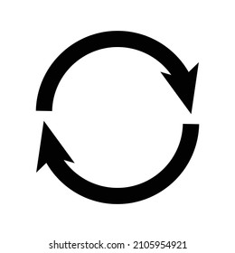 Rotating arrow icon. Silhouette of recycling symbol. Vector.
