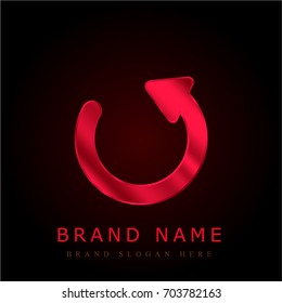 Rotating arrow to the left red chromium metallic logo