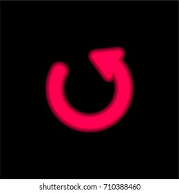 Rotating arrow to the left red glowing neon ui ux icon. Glowing sign logo vector