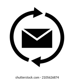Drehen von Pfeil und E-Mail Silhouette Symbol. Vektorgrafik.
