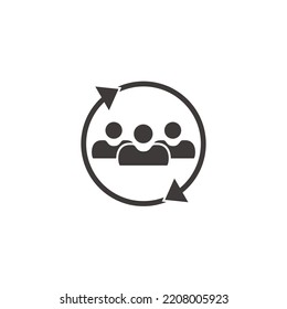 Rotating arrow and person group people circle icon vector