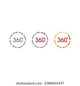 signos de flecha giratoria y concepto de 360 grados. logotipo de 360 grados