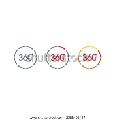 rotating arrow signs and 360 degrees concept. 360 degree logo