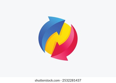 Rotating Arrow Swap Sync Exchange Flat Vector Logo design Element