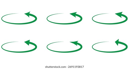 Conjunto de iconos negros de flechas giratorias. Actualizar, repetir, repetir, recargar, Restablecer. Signo de flecha circular. Elemento de diseño de Vector para una interfaz, App, proyecto, logotipo. Aislado en un fondo blanco.
