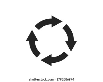 Rotating Arrows Circle Icon. Recovery, Continuous And Circular Process Symbol. Infographic Element And Sign For Web Design