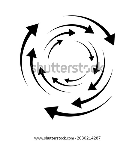 Rotating arrows. Concentric, radial, and circular arrow element. Cycle-cyclical cursor, pointer icon