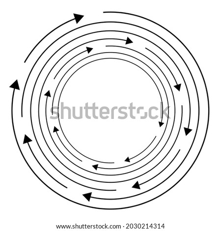 Rotating arrows. Concentric, radial, and circular arrow element. Cycle-cyclical cursor, pointer icon